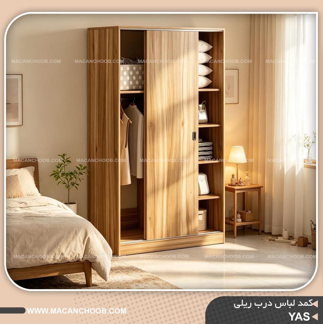 کمد لباس درب ریلی طبقه بندی شده عرض 100 مدل YAS